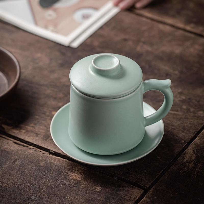 Ru Ware Ceramic Teacup with Tea & Water Separation Filter - Office Gift