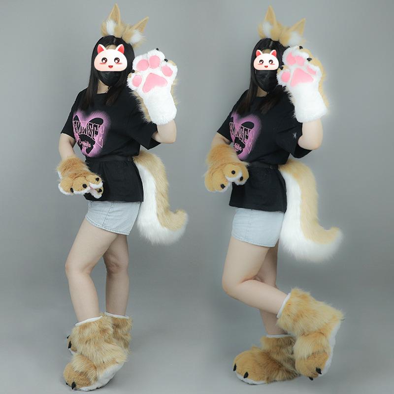 Tamamo - No - Mae Cat Girl Cosplay Set - Fluffy Ear Headband & Tail (Anime Convention Prop)