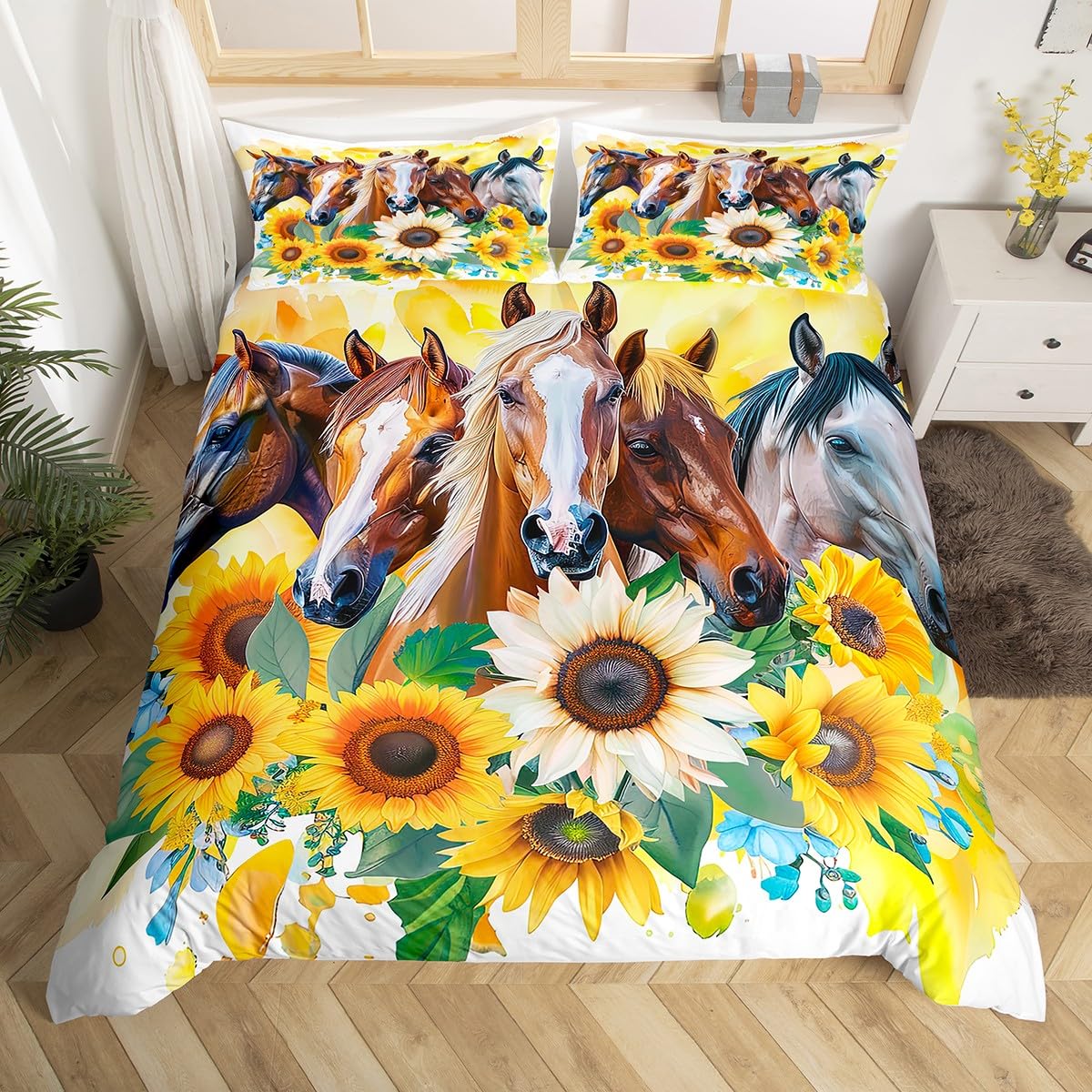 Пододеяльник с изображением мультяшной лошади King Queen Galloping Horse — фото 17