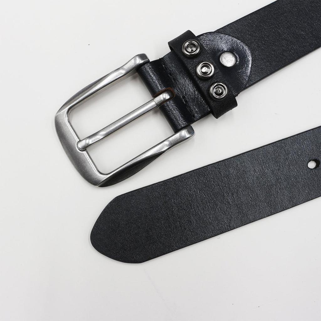 Gothic Star Rivet Cowhide Leather Belt - Western Y2K Style