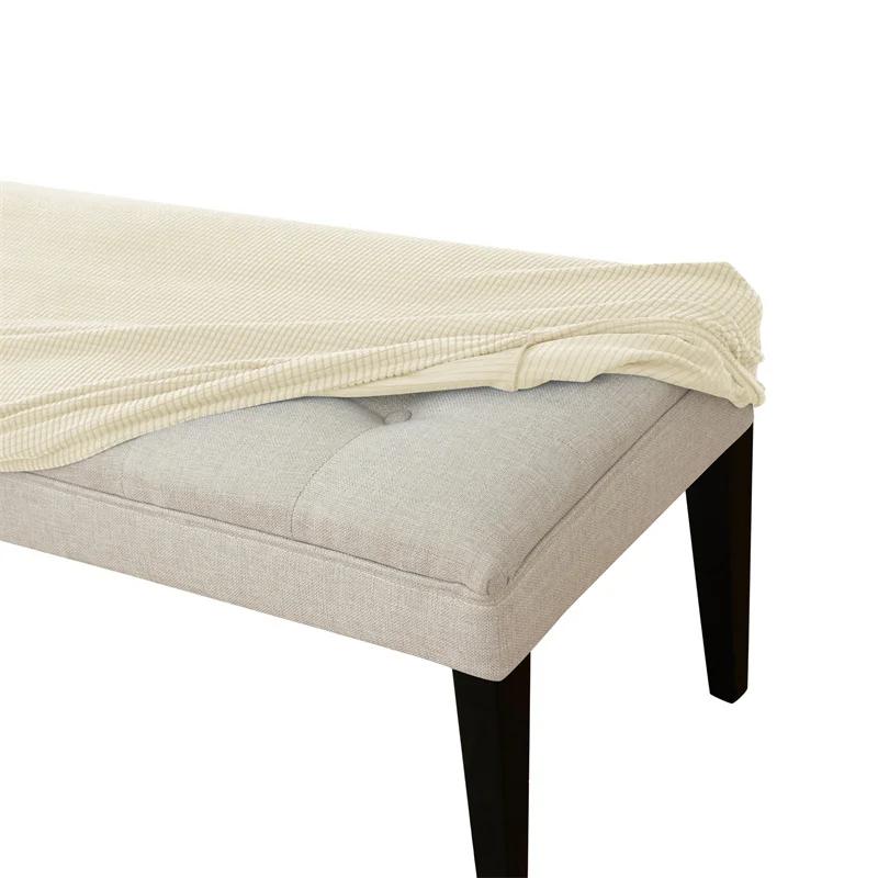 1Pc Elastic Ottoman Cover Rectangle All-Inclusive Stool Covers Solid Color Bench Seat Covers Anti-Dirty Removable Home Decor