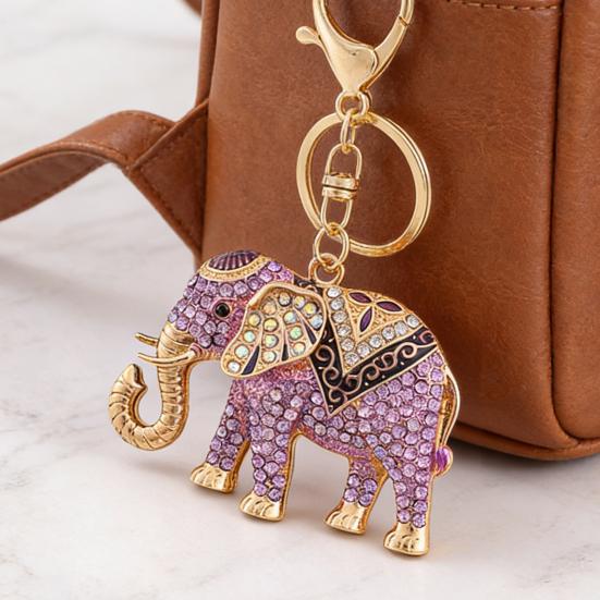 Horse Keychain Colorful Sparkling Rhinestones Elephant Charm Key Chain Decorative Good Luck Pendant Bags Backpacks Wallets Cars Accessories