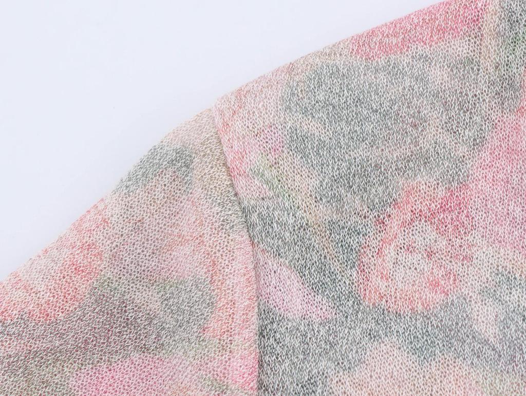 2025 Spring Women's European & American Style Floral Knit Top