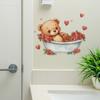 Bathtub Bear Roses Bathroom Bathroom Home Background Beautification Decoration Wall Stickers