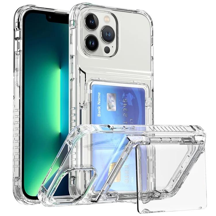 

Для iPhone 13 Pro Max чехол для телефона держатель для карт подставка чехол кристально чистый