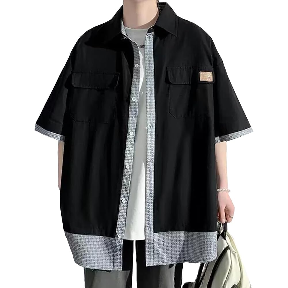 Summer Short Open Loose Plus Layered Summer Size XL [FJLTDCP] Men's Shirt, Sleeve, Button-Down, Collar, Fit, Sizes, Style, Popular, Simple, Stylish,