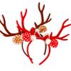 Decorative Christmas Antler Headband With Adorable Bow In Red And Brown For Holiday Spirit