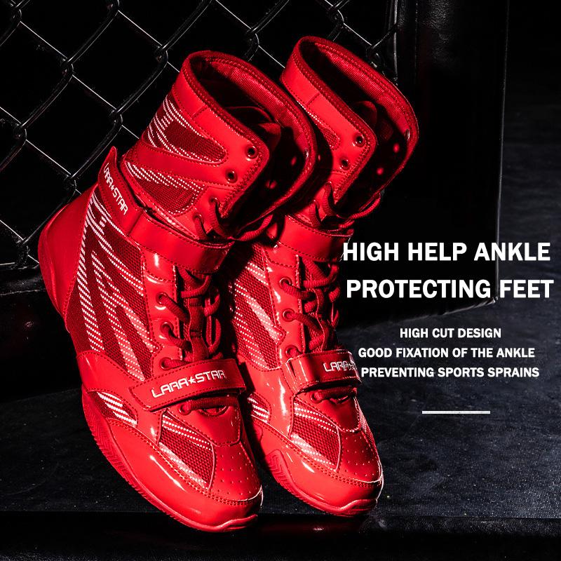 Edition Men's Boxing Boots Women High Top Hook Loop Breathable Wrestling Shoes Martial Arts Training Shoes