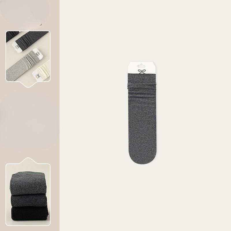 Gerollte Frotteesocken für Damen, Mid-calf Baumwollsocken, Sommerdünne gräulich-weiße Mond-Langsocken, Frühling und Herbst Nahtlose Socken