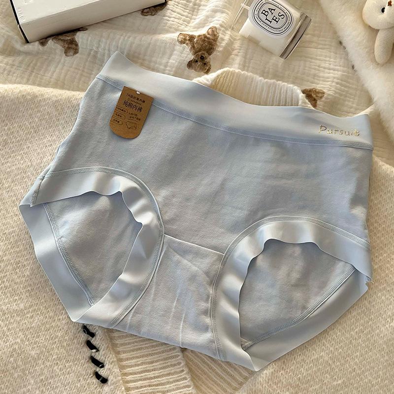 Women Solid Pure Cotton Mid Waist Antibacterial Seamless Large Size Breathable Underwear