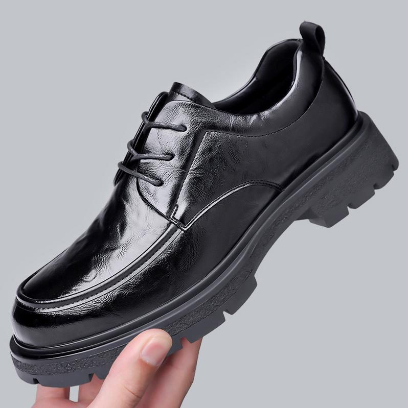 Men's 2025 Autumn Versatile Leather Derby Shoes - Formal & Casual Thick Sole Wedding Shoes