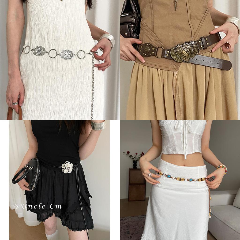 Cintura Floreale Bohemienne da Donna con Stile Etnico Vintage Accessorio in Pelle PU