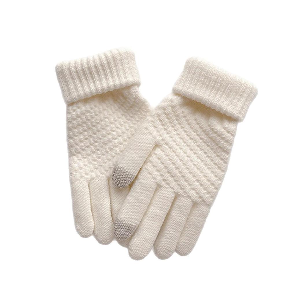 Dámské zimní cyklistické pletené rukavice s dotykovým displejem - Hřejivé, s fleecovou podšívkou, dvouvrstvé s ananasovým designem