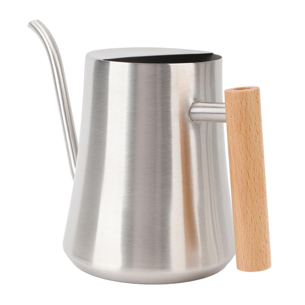 Indoor Watering Can Stainless Steel Wooden Handle Watering Pot with Spout for House Plants Flowers Succulents Bonsai 1L