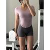 Fashion Curved Hem Fitness Short Sleeve Women's Running Sports Breathable Tops Silm Slim Looking Lightweight Yoga Clothes T-shirt