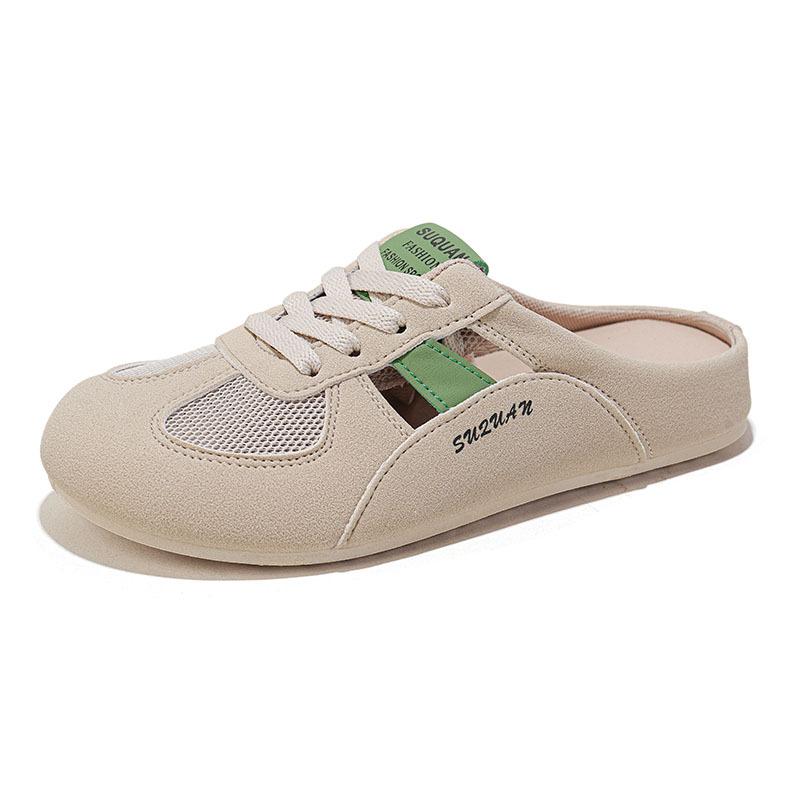 Summer new soft bottom half slippers ins retro flat bottom inner bag head slippers K