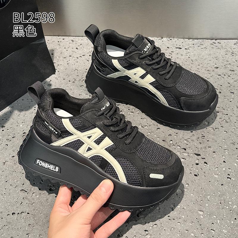 

Leather thick-soled small Forrest Gump shoes New breathable sports and leisure shoes in autumn 34 чёрный