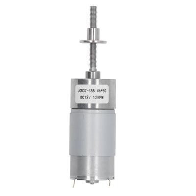 Motor DC de Engrenagem Sem-Fim Auto-Bloqueante com Flange Eixo Rotativo M6 Rosca Redução de Velocidade Motor com Engrenagens
