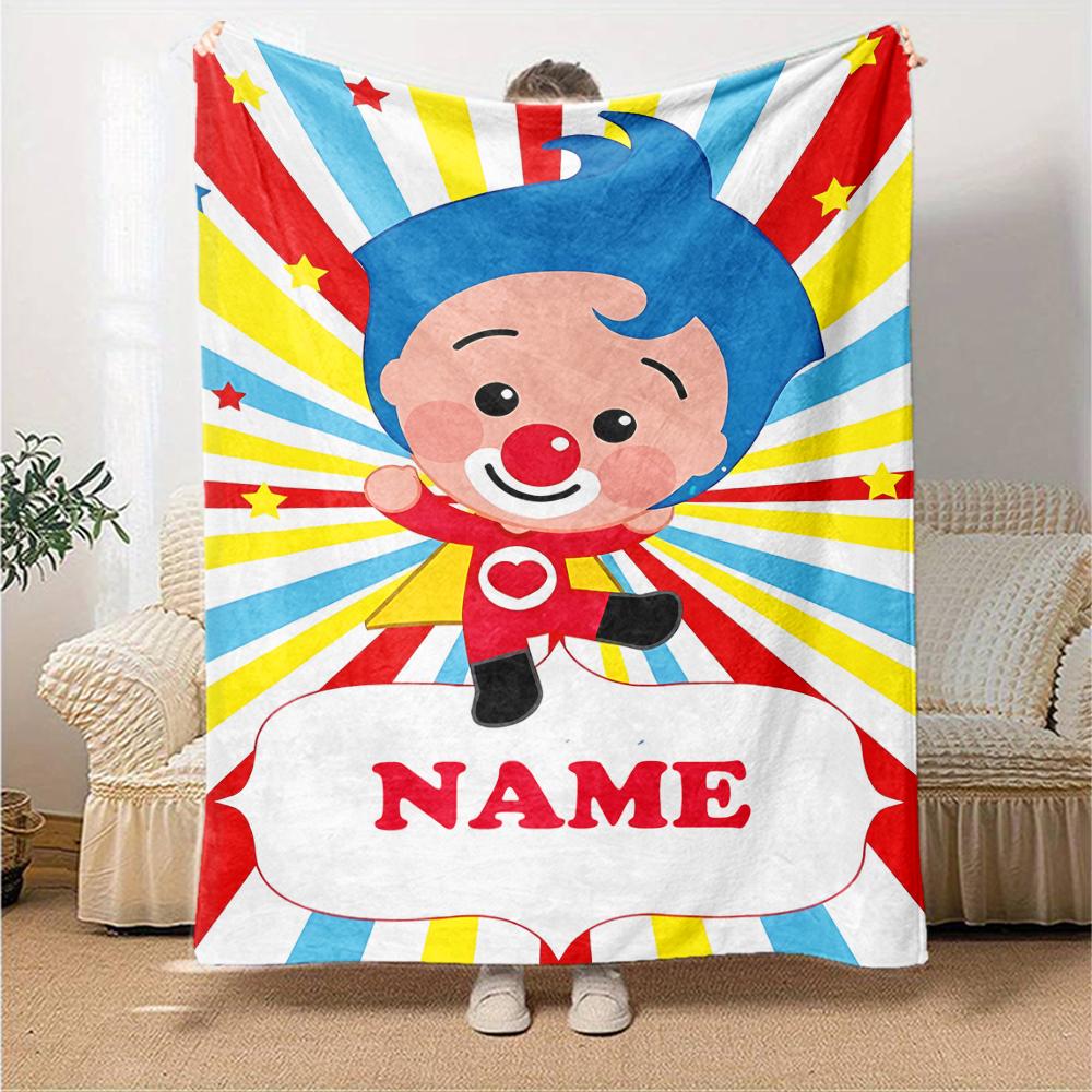 Coperta Stampata a Tema Plim Plim con Nome Personalizzabile - Perfetta per Divano, Letto, Viaggi e Uso Esterno | Lavabile in Lavatrice, Accogliente e Durevole.