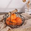 2Pcs Small Metal Basket for Kitchen Use Rustic Iron Wire Storage Basket with Handle Fruit Vegetable Organizer Bread Snack Holder