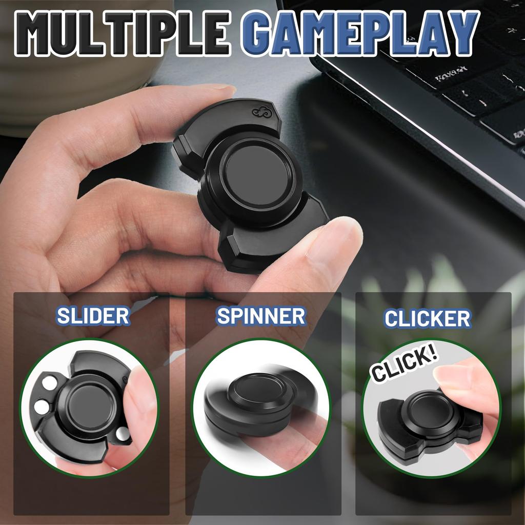 1PC Fun 3-In-1 Game Edc Fidget Toy Personalized Skeleton Ghost Fidget Spinner Alloy Fidget Slider Stress Release Toy Adhd Toys