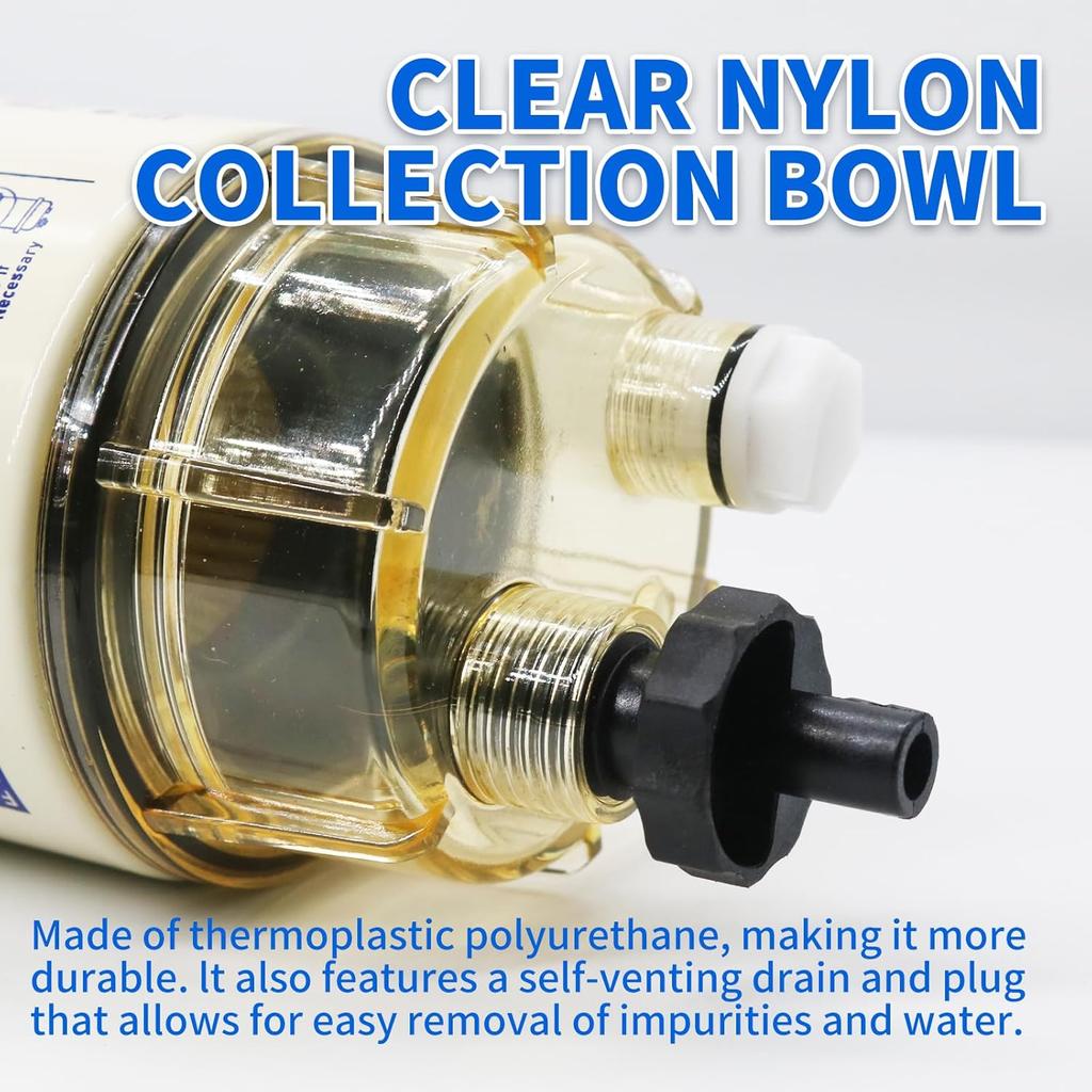 R12T Fuel Filter Water Separator Spin-On R12T Filter With Water Collection Bowl Diesel Engine & Gasoline Engine Replaces# S3240 R12T 120AT 18-7987