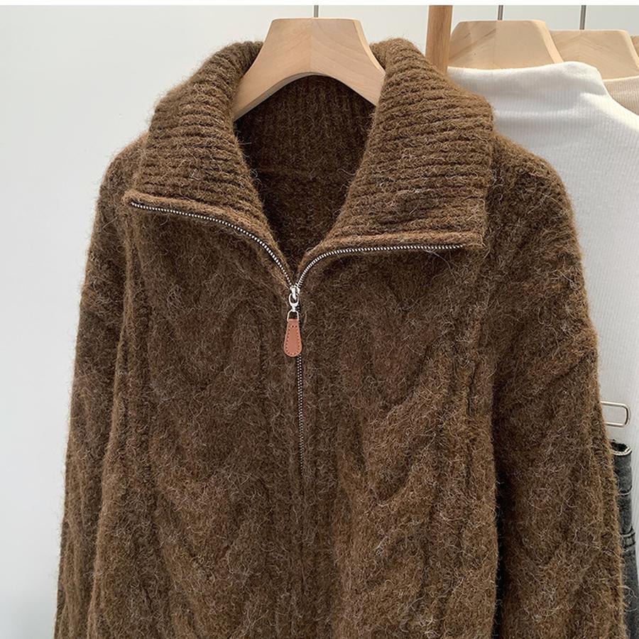 Oversized Chunky Cable Knit Sweater Coat for Women, Autumn Winter High-End Casual Knit Cardigan Top