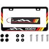 Tri-Color Yellow Orange Red Stainless Steel License Plate Frames Holder with Screw Caps with Jet Tag, Rust-Proof, Weather-Proof Holder Compatible