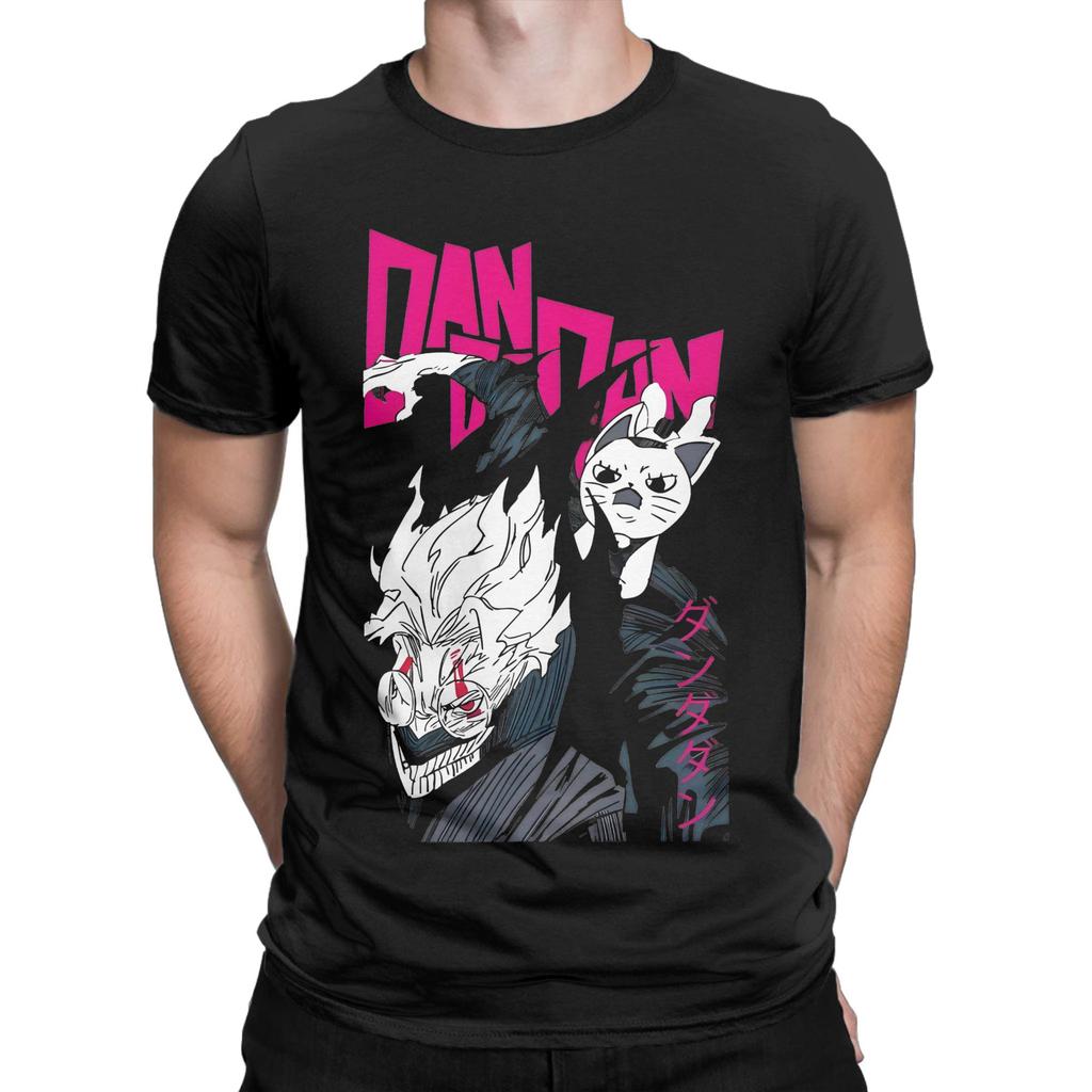 Leisure Dandadan Okarun and Cat T Shirt Men's Round Neck Short Sleeve Tops Shirts Anime Cotton Summer Clothing