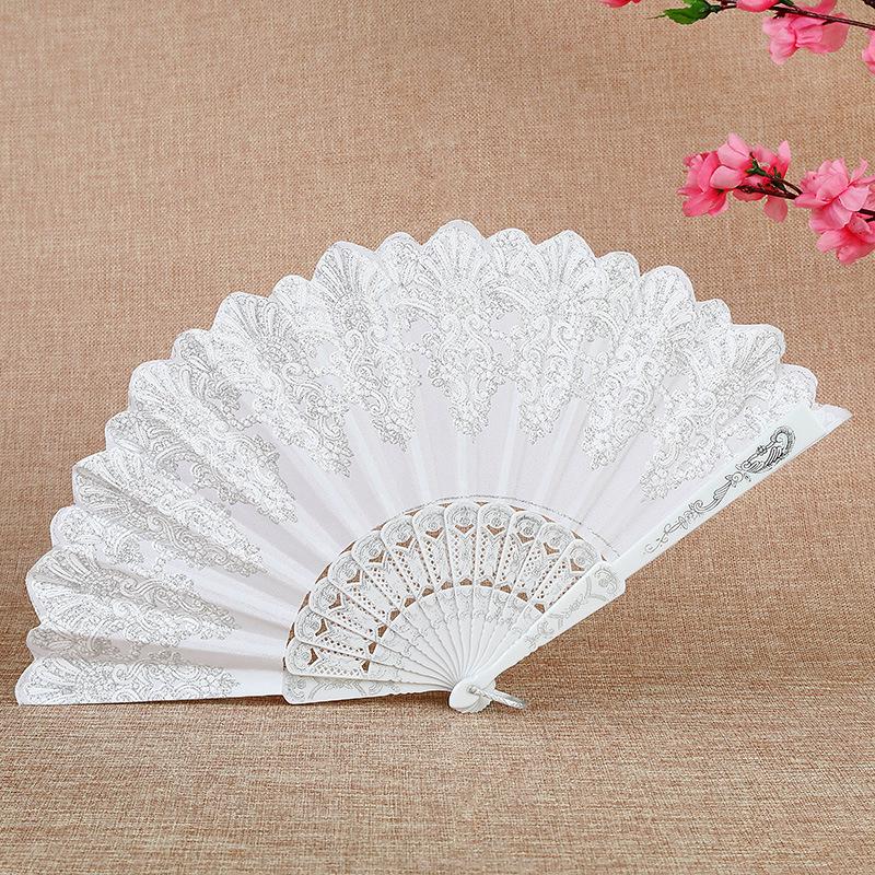 1PC Folding Fans Dance Party Show Chinese Style Cloth Printed Pattern Performance Props Art Craft Gift