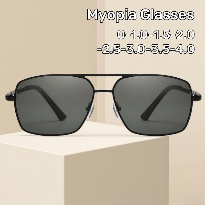 Mens Double Beam Myopia Glasses Large Frame Comfortable Anti Glare HD Driving Sunglasses Sun Shading Goggles