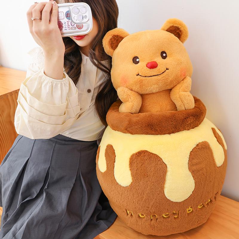 Honey Jar Bear Plush Toy – Cute Gift for Girlfriend's Birthday