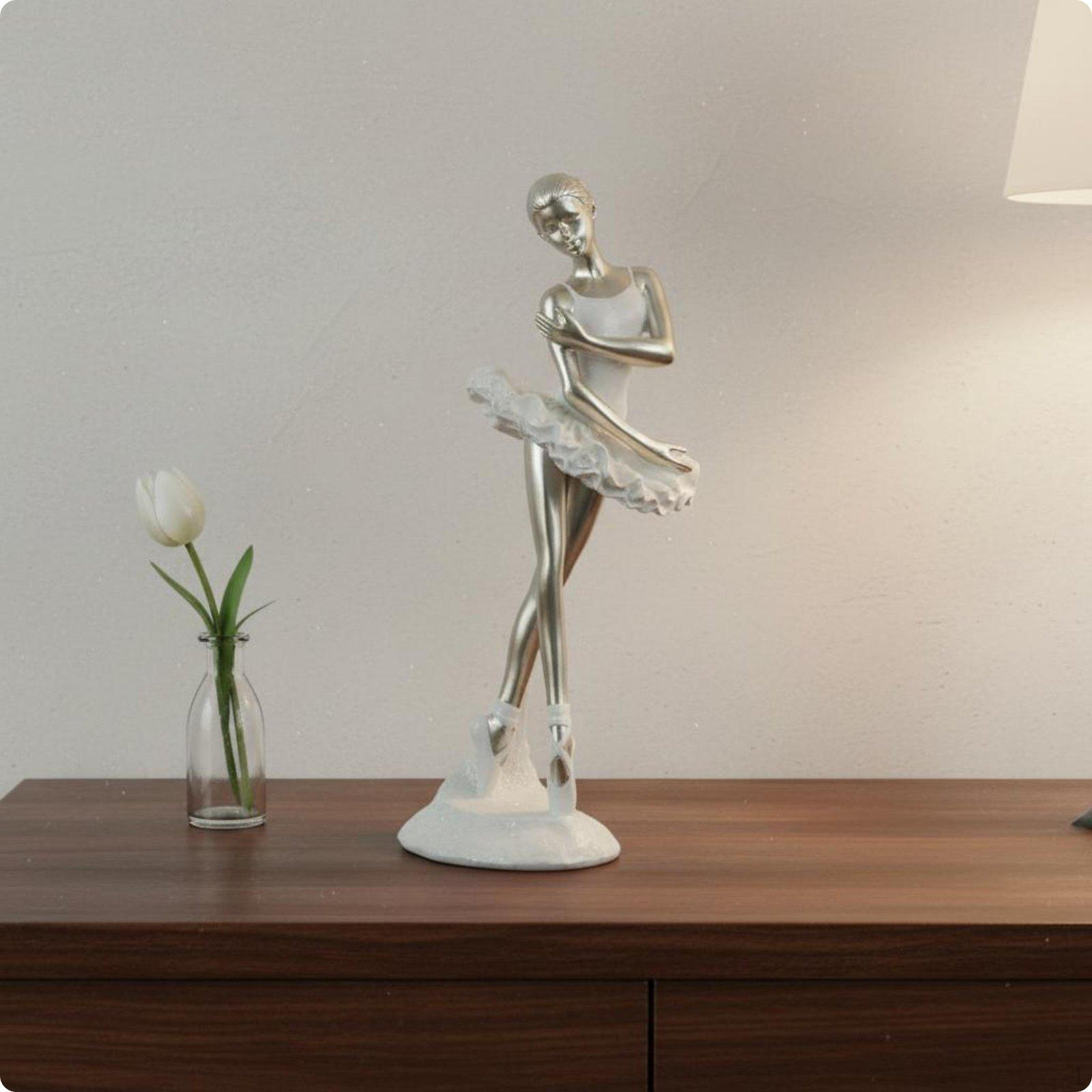 Dancing Ballet Dancer Figurine Resin Ballerina Gift Statue for Girls, Hands IN Front