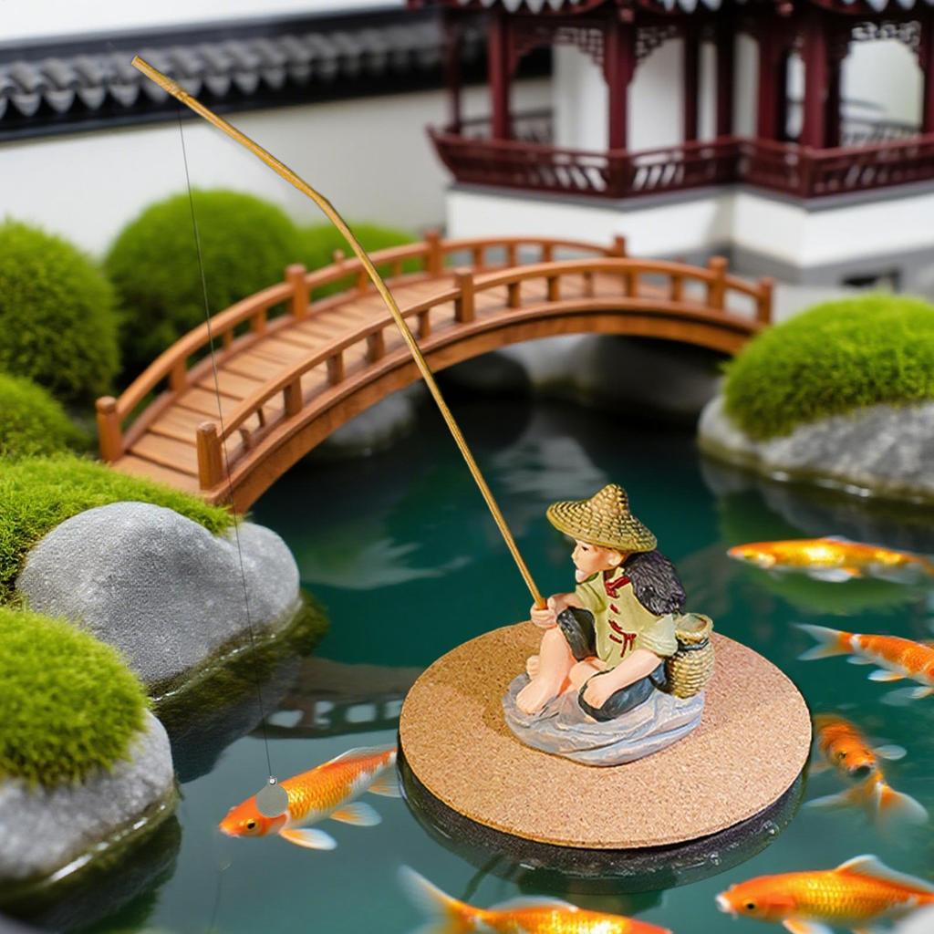 Fish Tank Decorations Fun Floating Fisherman Fish Tank Decorations Feeder Figurines For Landscaping Home Paludarium Terrarium