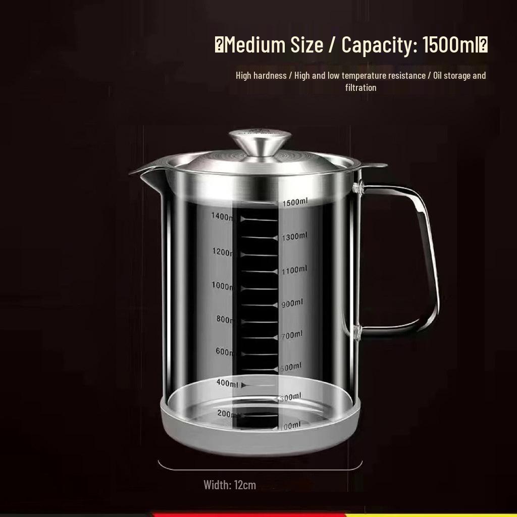 Large Capacity High Borosilicate Glass Oil Pot with Filter Screen - Ideal for Frying and Filtering Chinese Medicine and Soy Milk