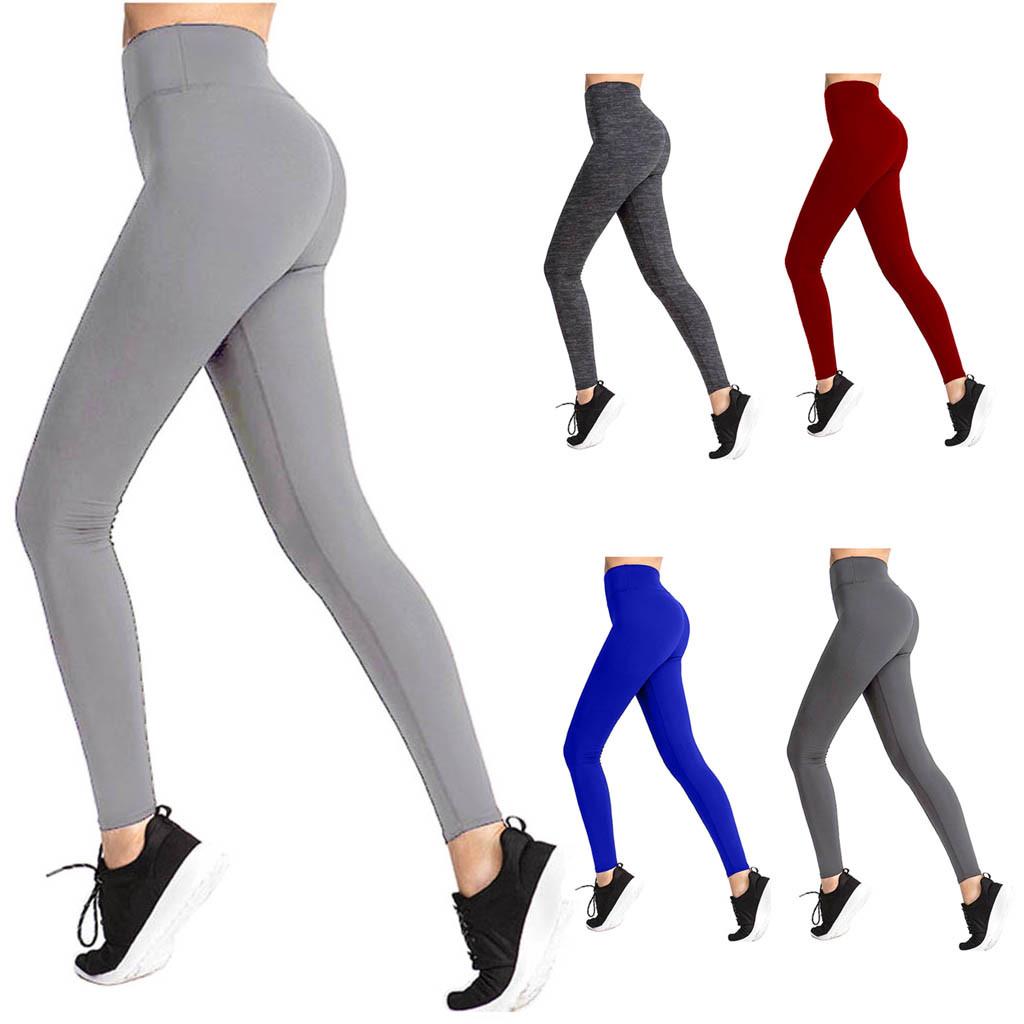 Buy High Waisted Solid Yoga Leggings Sport Fitness Women Workout