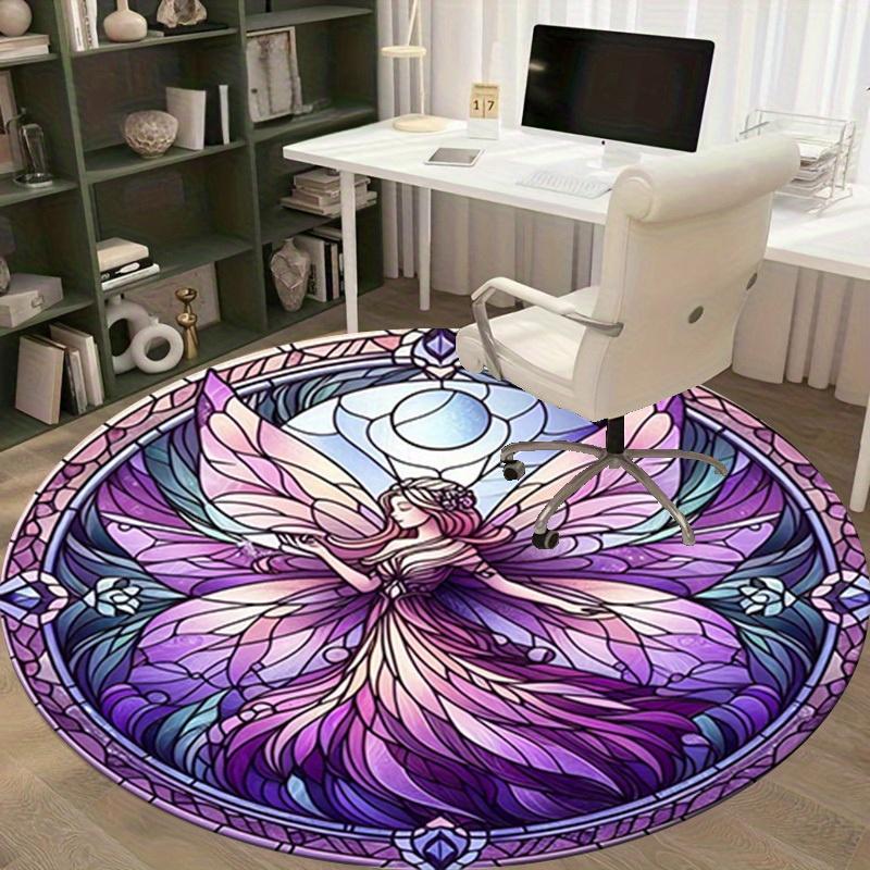 1pc Fantasy Fairy Stained Glass Circular Rug - Home Decor, Office Round Mat, Outdoor Gift ItemRA1519
