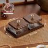 Ningzhao Retro Goldrand Glas Trockenfruchtschale Set mit Walnussdeckeln & Tablett