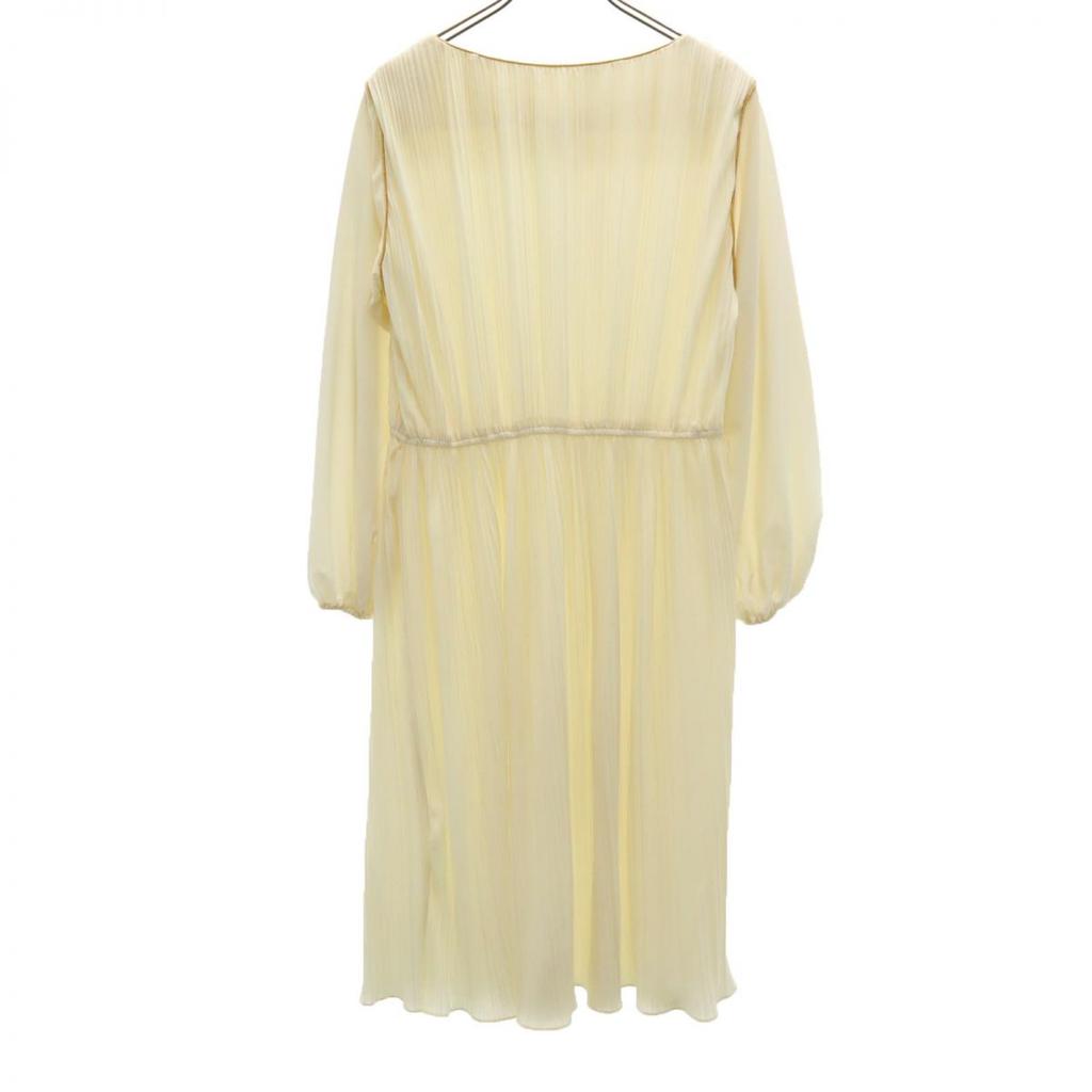 Sears 70s Vintage Long Sleeve Pleated Knee-length Dress 14 Ivory System Women Used