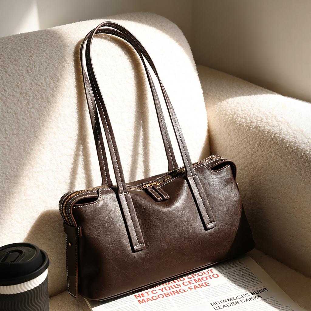 Handbag, Autumn and Winter Commuting Bag, Women's Genuine Leather Bag, High-end Women's Bag, Large Capacity Tote Bag, Shoulder Bag