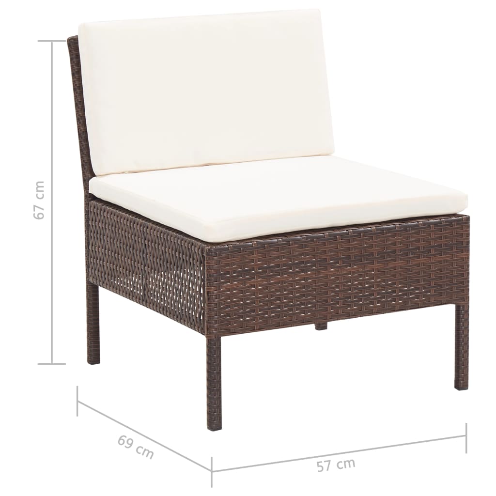8 Piece Garden Lounge Set with Cushions Brown Poly Rattan