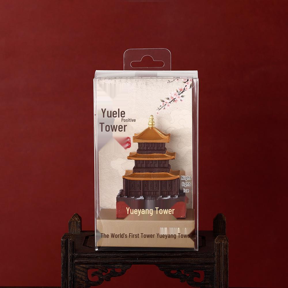 2025 Luminous Resin Fridge Magnet: Ancient Architecture Night Light City Tower Souvenir