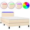 Exclusive House - Slatted Bed Base Mattress and LED Cream 120x190 Cm Fabric