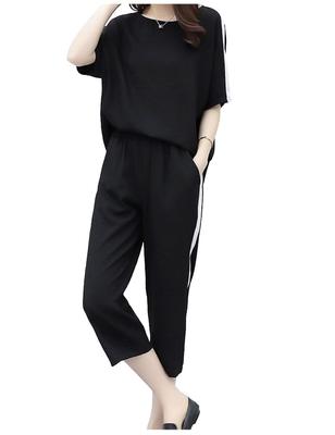 Sweatsuit Short SC263 BK XL [Scion & Co] Women's Set, Casual, Hooded, Two-Tone, Loungewear, Fitness, Training, Running, Yoga, Gym, Top, Shorts,