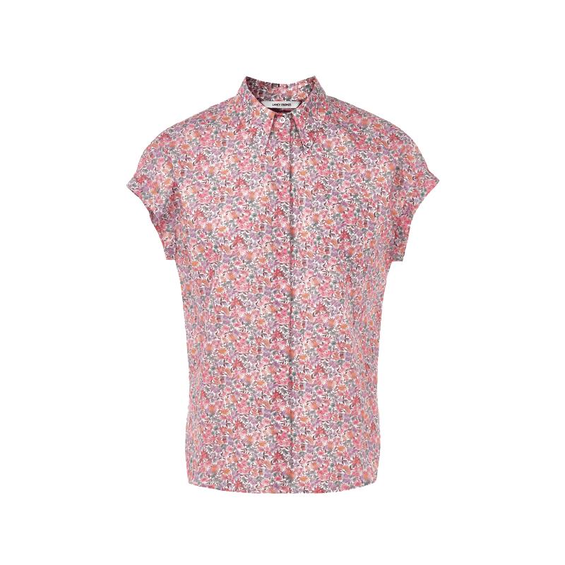 LANCY 25 Women s Floral Cotton Short-Sleeve Shirt M
