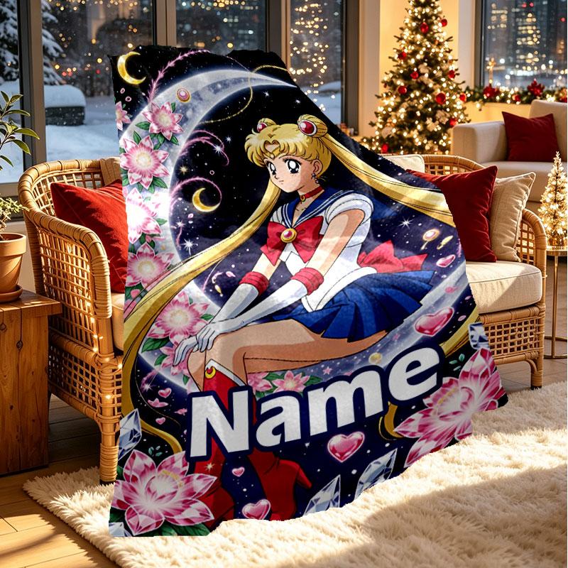 Benutzerdefinierte personalisierte Sailor Moon Druckdecke, Heimdekoration, Schlafzimmer, Sofa, Camping, Couch, Geschenke für Geburtstag Weihnachten