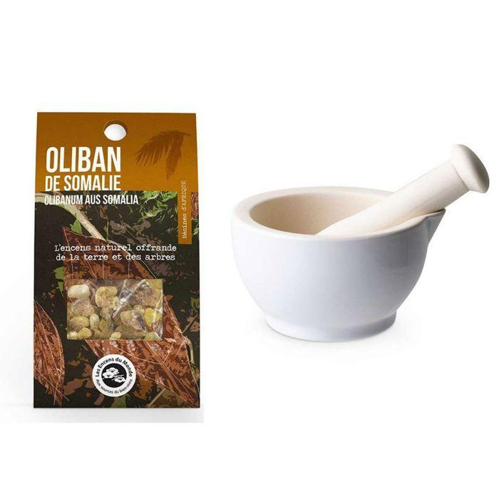White Stoneware Mortar and Pestle + Somali Olibanum Resin