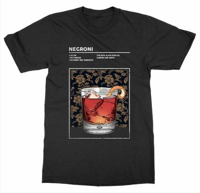 Mixed Drink Cocktail Negroni Liquor Happy Hour Bartender T-Shirt 100% Cotton O-Neck Short Sleeve Casual Mens T-shirt Size S-3...