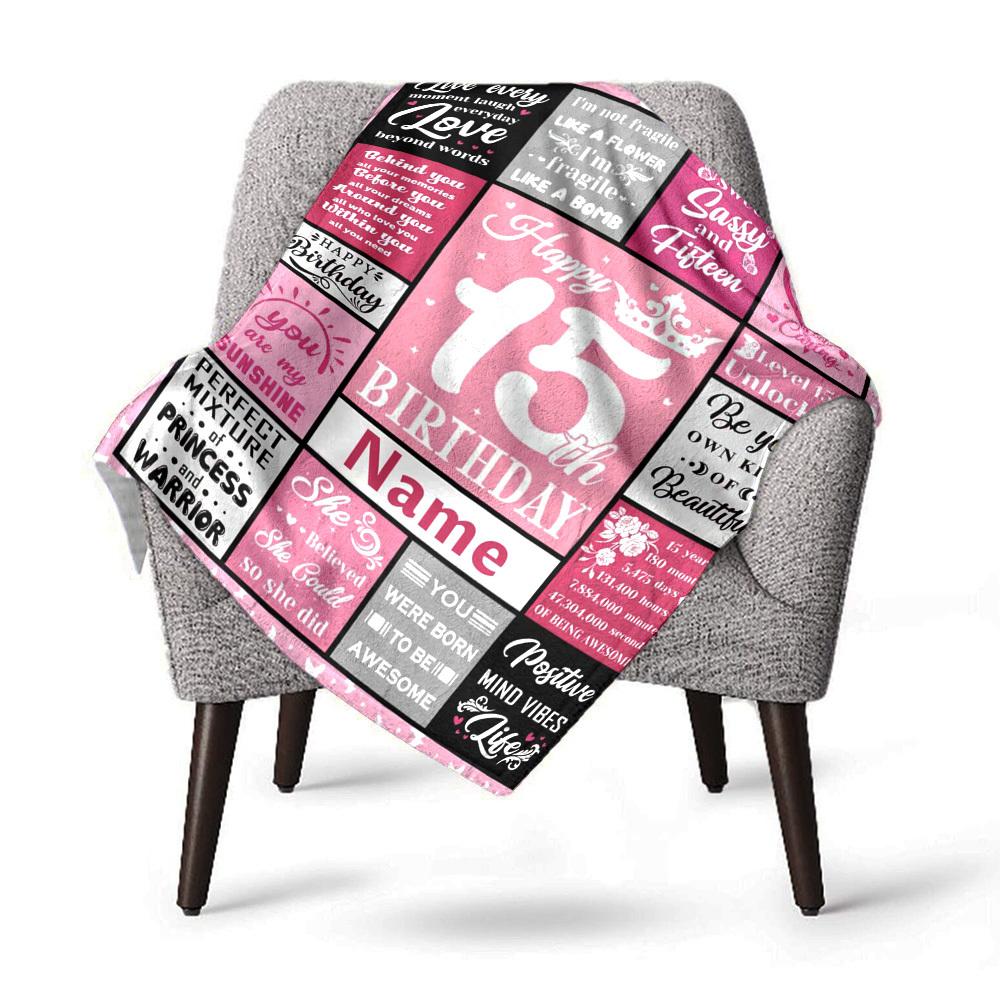 Sweet Sassy And Fifteen Birthday Blanket Personalized Gift For Her Soft Fleece Throw Blanket For Couch Bed Office Suitable For Birthday Anniversary