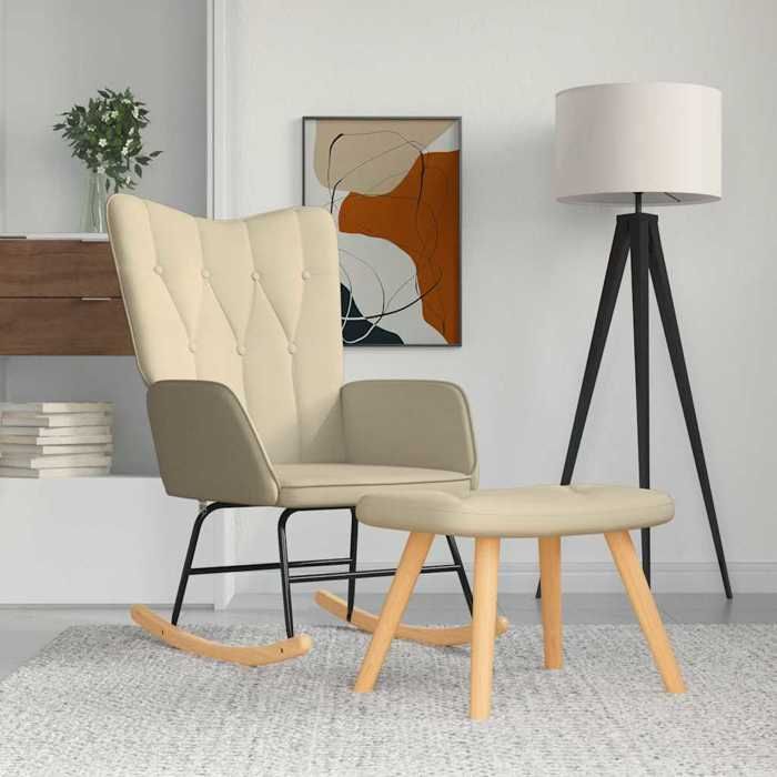 VidaXL Chaise à Bascule avec Tabouret Siège de Relaxation Fauteuil de Salon Salle de Séjour Siège de Salon Maison Intérieur 327624